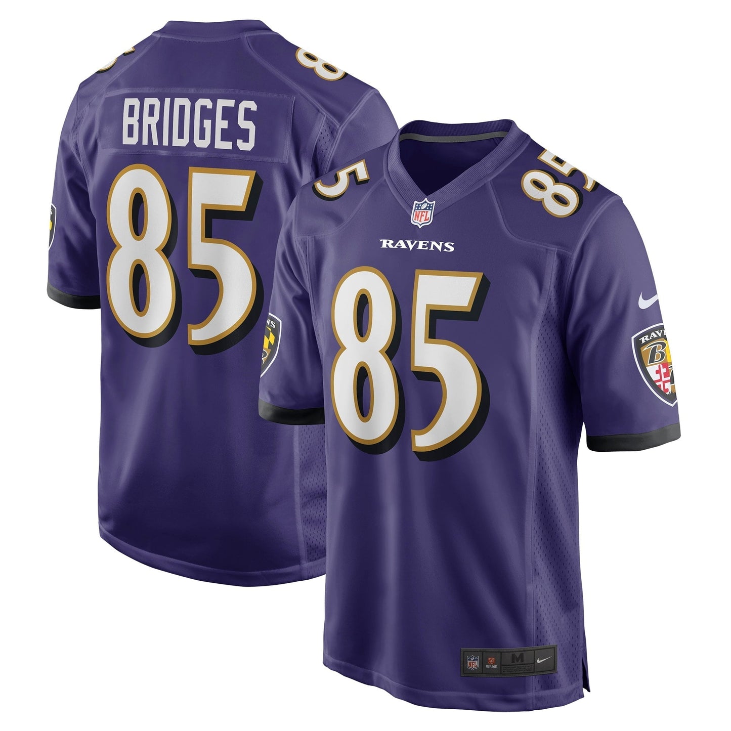 Men's Nike Shemar Bridges Purple Baltimore Ravens Player Game Jersey